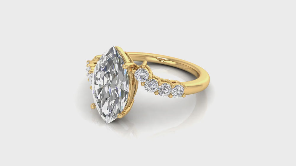 14K Yellow Gold Marquise Diamond Engagement Ring
