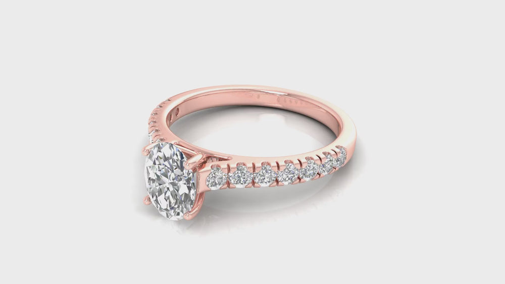 Oval-Cut Diamond Halo Engagement Ring in 14KT Rose Gold
