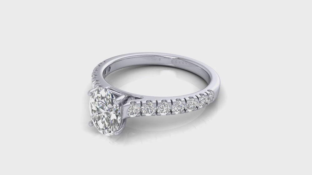 Silver 925 Oval-Cut Diamond Halo Engagement Ring